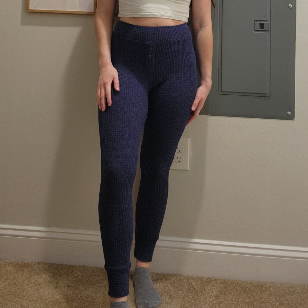Aerie Waffle Knit Navy Blue Lounge Leggings